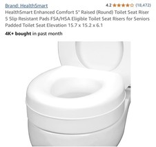 Raised Toilet Seat Riser That Fits Most Standard (Round) Slip Resistant ... - $551.37 MXN