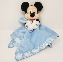 Disney Store Baby Blue Infant Mickey Mouse Rattle Security Blanket Stuffed Plush - £37.20 GBP