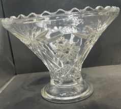 Prescut Anchor Hocking Pedestal Bowl Clear Glass Star of David Sunburst ... - €8,47 EUR
