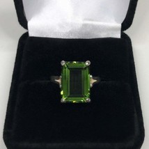 925 Argento Sterling Naturale Certificato 9 KT Peridoto Octagon Forma Engagement - £55.21 GBP+