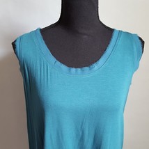 Anthropologie Bordeaux Women&#39;s Shirt Tank L Blue Stretch Sleeveless - £18.27 GBP