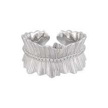 Modern Women&#39;s Cubic Zircon Skirt 925 Sterling Silver Adjustable Fashion Ring - £58.12 GBP
