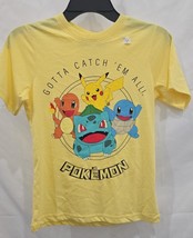 Pokémon Group Shot Gotta Catch &#39;Em All Cute Youth T-Shirt Size M Color Y... - $12.86