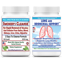 Nicotine Cotinine Removal plus Lung and Bronchial Support Supplements, 2 Bottles - £31.57 GBP