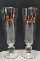 Budweiser Millennium stemware glasses gold trim limited fluted footed ba... - $11.65