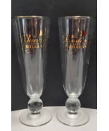 Budweiser Millennium stemware glasses gold trim limited fluted footed ba... - £9.16 GBP
