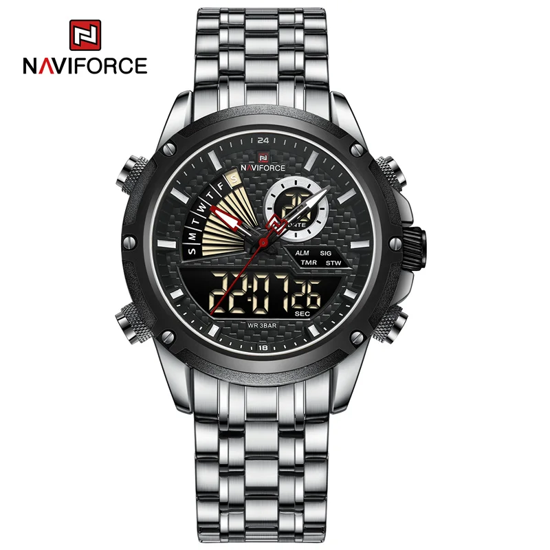 Brand Luxury Digital Mens Watches Stainless Steel Quartz Wristwatch Mili... - $48.66