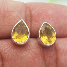 Silver Citrine Earrings 925 Sterling Handmade Jewelry Gemstone Earrings - £19.45 GBP