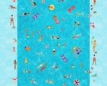 24&quot; X 44&quot; Panel Pool Party People Swimming Summer Cotton Fabric Panel D5... - £7.84 GBP