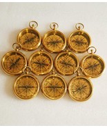 Lot of 10 Brass 2&quot; Golden Compass Marine Nautical Collectible Gift Compa... - $135.40 CAD