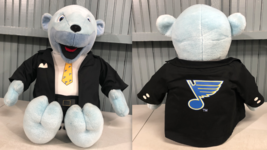 St. Louis Blues VTG 30&quot; Plush Mascot In Black Business Suit Market Identity - £25.40 GBP