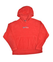 Vintage Nike Center Swoosh Hoodie Mens L Red Big Logo Hooded Sweatshirt y2k - $73.15