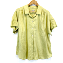 J.Jill Plus Size 1X Linen Blouse Top Spring Green Short Sleeves Summer T... - £15.36 GBP