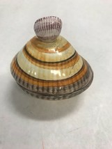 sea  Shell Trinket box 2 pieces bead decor  Italy signed Earthtones Vintage - $31.67
