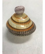 sea  Shell Trinket box 2 pieces bead decor  Italy signed Earthtones Vintage - $31.67