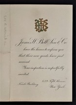 antique JAMES W. BELL &amp; SON &amp; CO 5th avenue ny FINE STORE ANNOUNCEMENT o... - $68.26