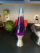 16&quot; silver base teal purple fluid lava lamp - £47.47 GBP