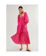 New FREE PEOPLE Perfect Storm Boho Midi Dress  $168 X-SMALL Pink Smocked - $135.40 CAD