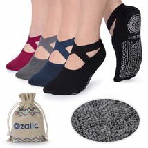 Non Slip Socks For Yoga Pilates Barre Fitness Hospital Socks For Women (4 Pairs  - £33.61 GBP