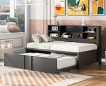 Metal Twin Size Daybed With Twin-Size Trundle, Storage Shelves And Usb P... - $770.99