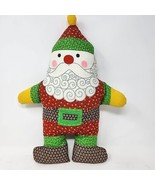 Vintage Stuffed Panel Santa Pillow Doll Sharply Chic Christmas Decor - $20.30