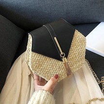 Hexagon Mulit Style Straw+leather Handbag 2021 Women Summer Rattan Bag Handmade  - £88.47 GBP