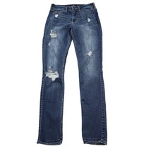 Hollister Pants Womens 23 Blue Super Skinny High Rise Distress Denim Casual Jean - £22.19 GBP