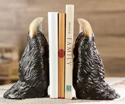 Bear Paw Book Ends Set with Claws Polyresin 7.3" High Bookends Brown Textured image 4