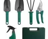 Garden Tools Set - 5 Piece Heavy Duty Metal Kit with Trowel, Shovel, Rake - $39.99