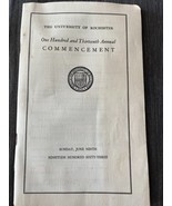 1963 University of Rochester Edward A Weeks  New York Commencement Program - £19.27 GBP