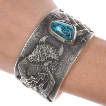 6.5&quot; Philander Begay-Navajo Yeibichai Tufa cast cuff bracelet nice turquoise - £1,487.89 GBP