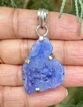 925 Sterling Silber plattiert, Indigo Blau Druzy Geode Achat Stein Anhän... - $245.46 MXN