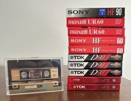 Lot Of 11 Audio Cassette Tapes Sony Maxell TDK 10 Sealed 1 Open 90 &amp; 60 ... - $14.84