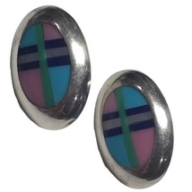 Vintage Sterling Silver Zuni Inlay Earrings Signed 8.2 grams.     3/21 - £75.93 GBP