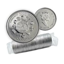 2000 Canadian 25-Cent December Millennium Quarters Series Original Coin Roll - £23.06 GBP