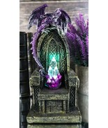 Medieval Purple Dragon On King&#39;s Landing Throne With LED Crystals Figurine - $36.66 CAD