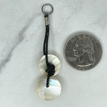 Black Cord Double Mother of Pearl Shell Upcycled Linear Pendant - £5.51 GBP