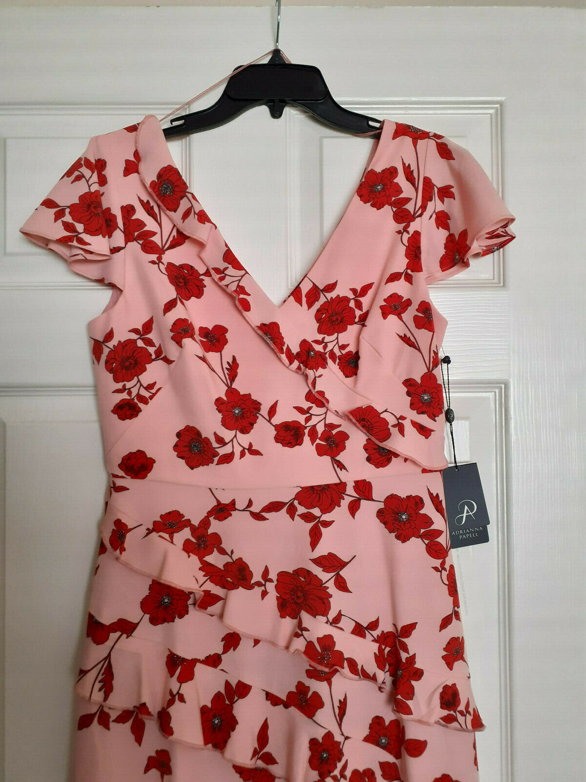 Adrianna Papell Living Blooms Ruffle FIT & FLARE Dress Pink/Red Multi    4 โฆ Item image 4