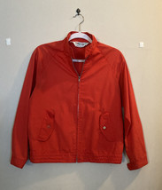 Vintage Womens Full Zip Red Jacket, Red Plaid Trim Size M Curly Top - £14.79 GBP