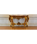 Luxurious Italian Baroque Gold Console Table with Marble Top - $2,926.89 CAD