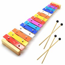 15 Tone Natural Wooden Toddler Xylophone Glockenspiel For Kids With Mult... - £33.15 GBP