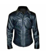 Camicia da uomo in pelle fatta a mano in vera pelle di agnello morbida e... - $220.69 CAD+