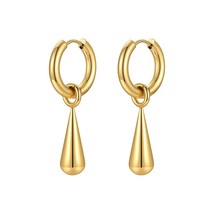 Gold Color Waterdrop Dangle Earrings for Women Drop Earings Stainless Steel Fash - £19.20 GBP