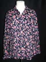 Gap Women&#39;s Blouse Shirt Size Medium Navy Blue Floral Long Sleeves Light... - $18.00