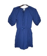 Knox Rose Womens Medium Romper Navy Blue Tie V Neck Elastic Waist Boho C... - $9.85