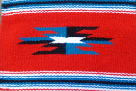 Small 10X10&quot;Vintage Navajo Rug Or Wall Hanging vintage red  blue white - $19.14