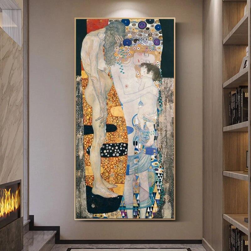 Hand Painted Gustav Klimt by The Three Ages of Woman Oil Painting on Canvas Scan Item image 2