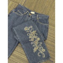 Christopher Banks Denim Jeans Floral Embellished Women&#39;s Sz 10 Dark Wash - $39.99