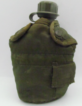 US Military Green Nylon LC-2 Water Canteen &amp; Cover Pouch with Belt Clips... - $10.39