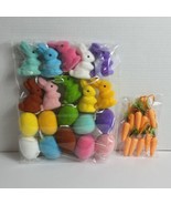 30 Flocked Vibrant Multicolor Easter Eggs Bunnies Glitter Carrots Tree O... - £15.26 GBP